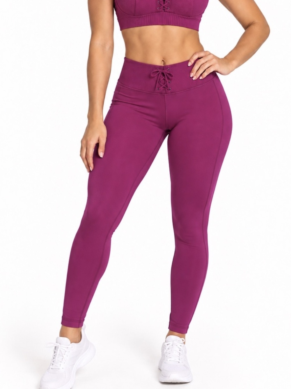 Victoria's Secret Magenta High-Waist Lace-Up Leggings